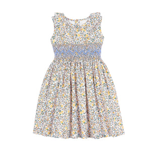 Josefina Dress, Blue Yellow Florals