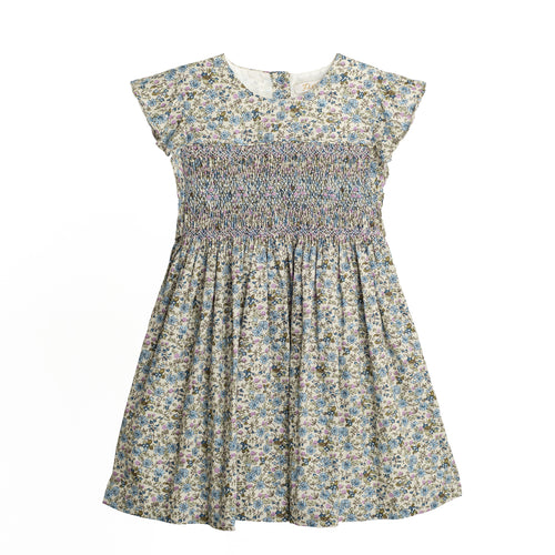 Julia Dress, Blue and Lilac Florals