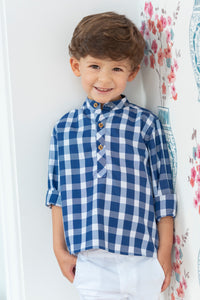 Pedro Shirt, Blue Gingham